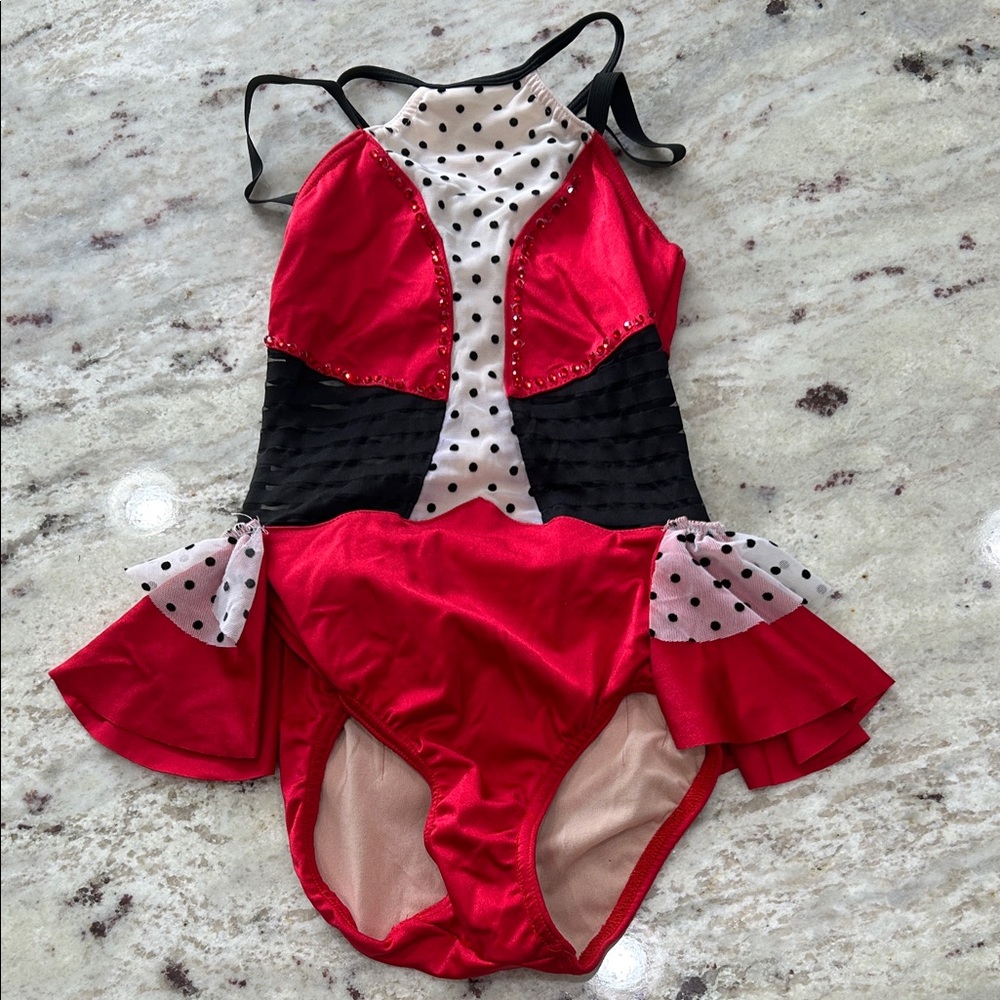 Red and Black Polka Dot Dance Costume LC